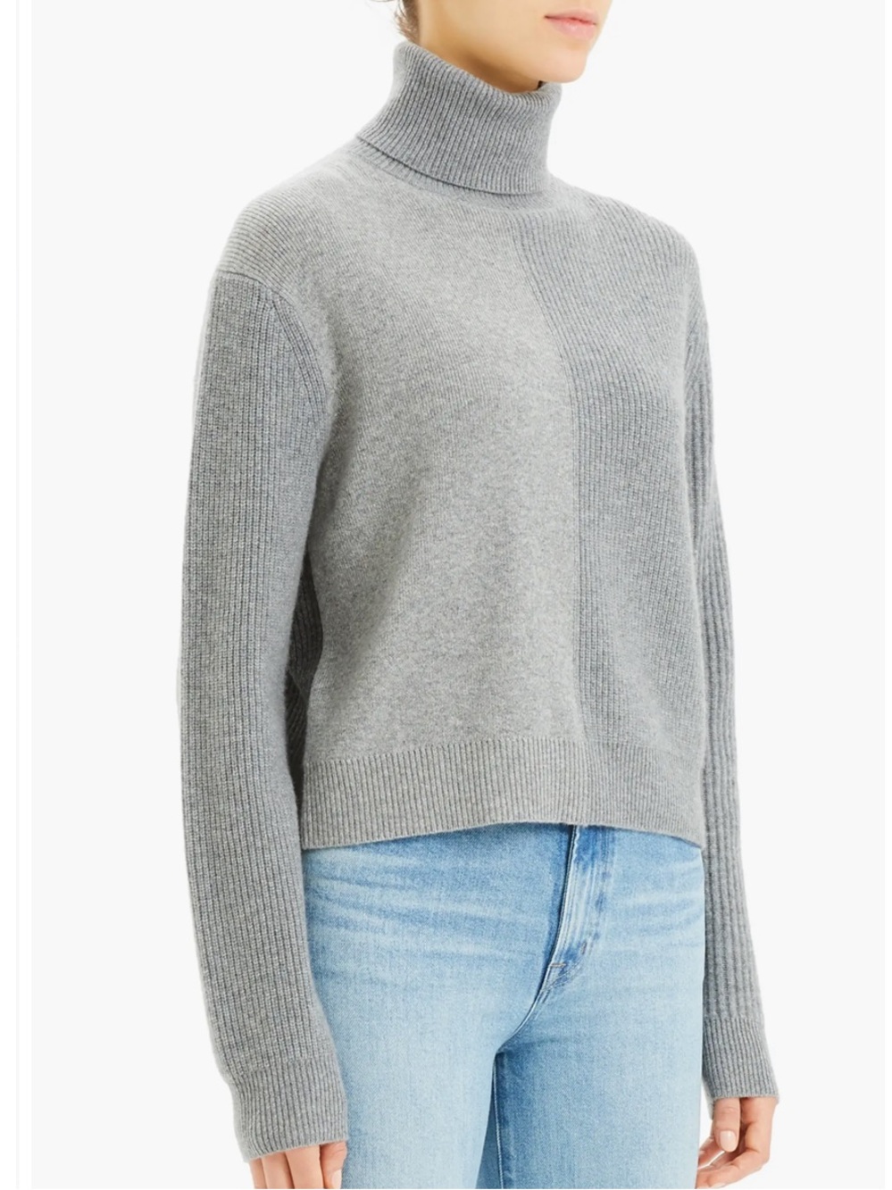 Theory $595 Colorblock oversized 100% Cashmere Turtleneck Sweater